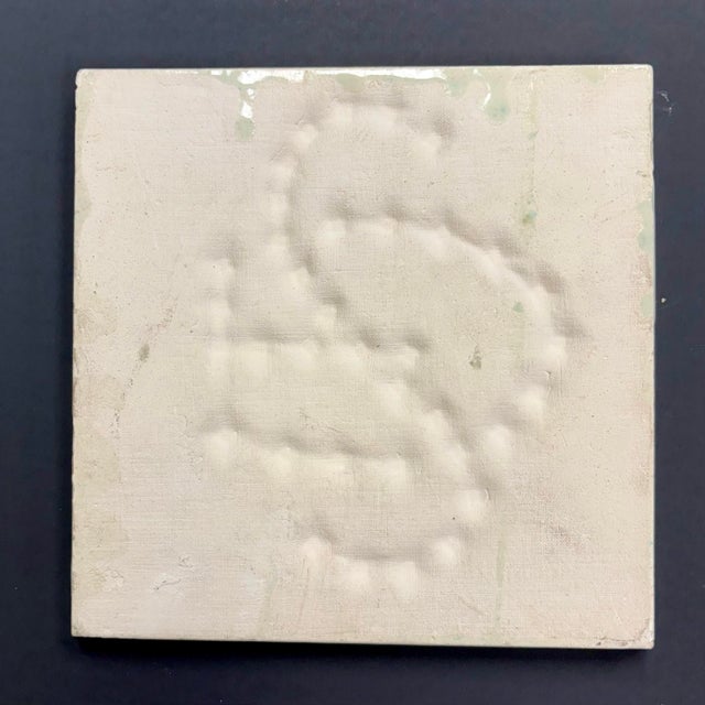 Antique Islamic Handmade Decorative Tile – Konya Turkish Calligraphy Wall Decor Kufic Script - Black 7" For Sale - Image 11 of 11