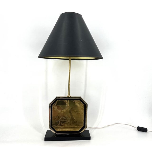 Etched Brass Table Lamp by Georges Mathias, 1970s For Sale - Image 10 of 13