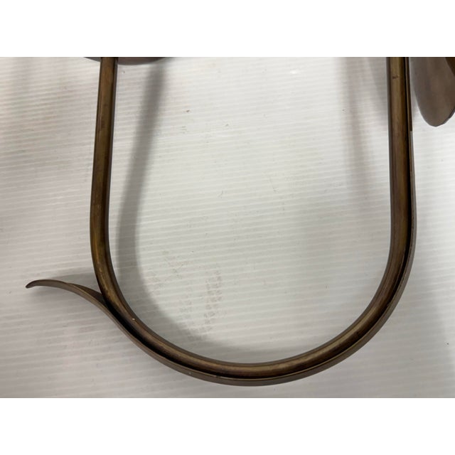 Metal Grag Studios Handcrafted Brass Frame Wall Sconces + Glass Shades, Pair For Sale - Image 7 of 12