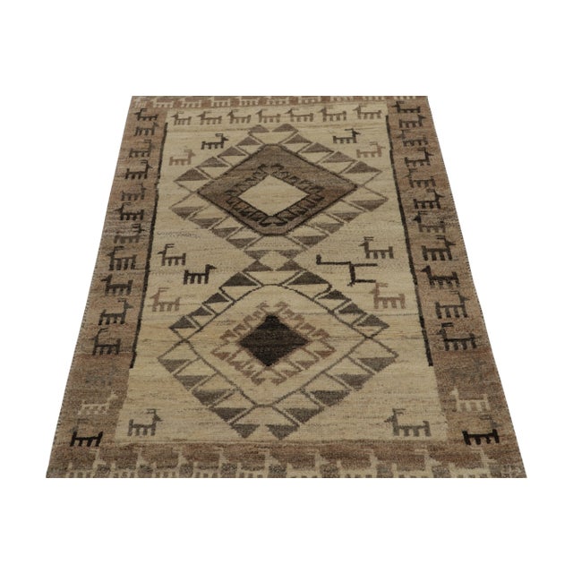 Tribal 1950s Vintage Gabbeh Tribal Runner in Gray, Beige, Brown Tribal Pictorial Patterns For Sale - Image 3 of 8