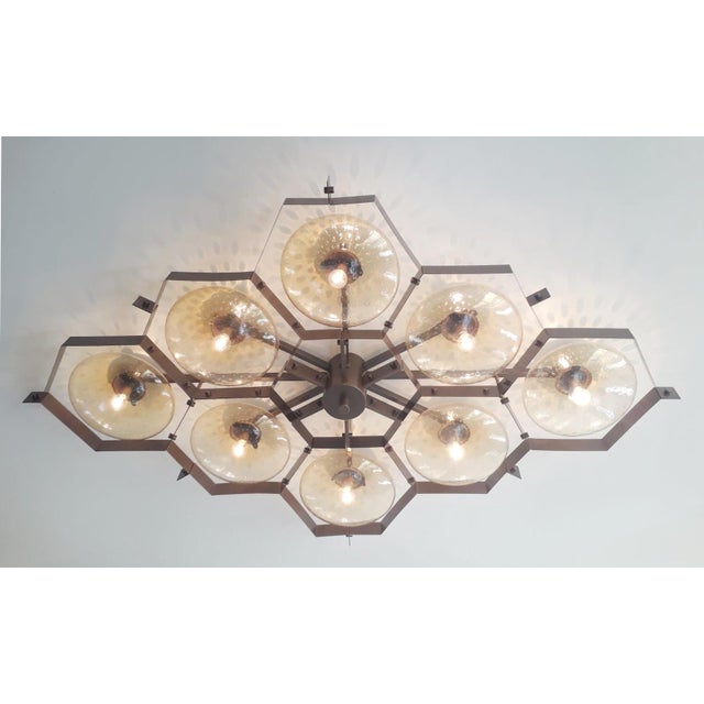 Not Yet Made - Made To Order 21st Century Beehive Bronze Amber Bubbles Murano Flush Mount by Fabio LTD For Sale - Image 5 of 7
