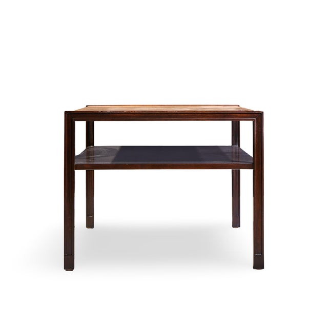 Mid 20th Century Edward Wormley for Dunbar Mid Century 2-Tier Burlwood and Mahogany Coffee Table For Sale - Image 5 of 10