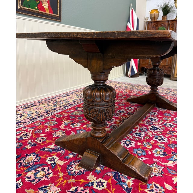 Antique English Jacobean Dining Table Breakfast Table Oak 6' Wide c.1920s-30s For Sale - Image 14 of 18