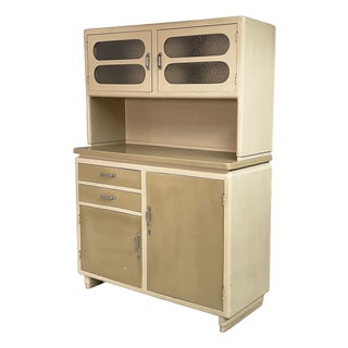 Mid-Century Modern Italian Sideboard in Glass, Light Green and Beige Wood, 1940s For Sale