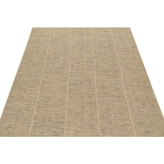 Contemporary 2010s Rug & Kilim’s Contemporary Kilim Rug in Beige With Black and Yellow Accents For Sale - Image 3 of 8