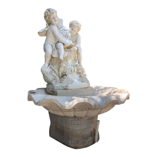 Italian Cherubs Holding A Fish Motif Marble Fountain Chairish