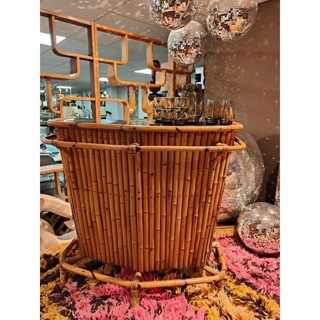 Vintage Bamboo Rattan Cocktail Bar, 1970s For Sale - Image 4 of 7