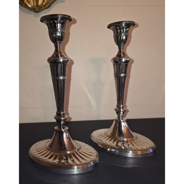 Fine pair of vintage silver plated candlestick holders.