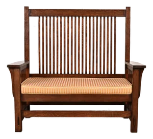 Stickley Style Mission Oak Arts & Crafts Spindle Bench or Settee
