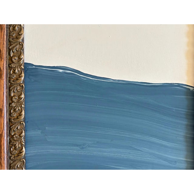 Abstract "Waves" Abstract Painting in Antique Frame, Seascape Painting Transitional Wall Art by JTS For Sale - Image 3 of 12