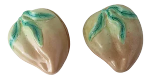 1940s Chinese Porcelain Peach-Shaped Boxes - a Pair