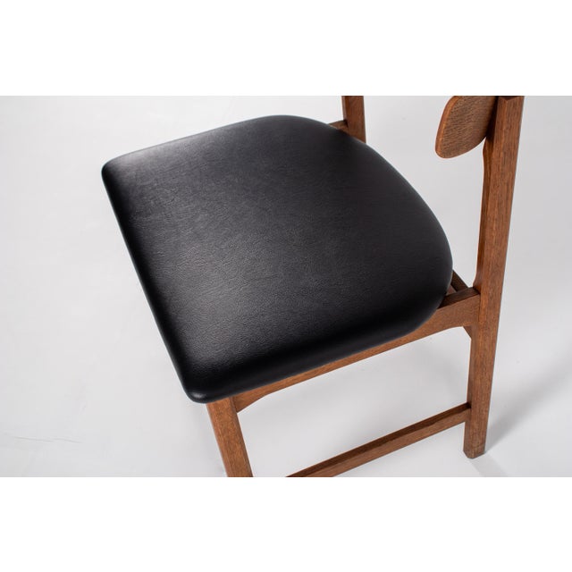 Danish Oak and Black Skai Dining Chairs, 1960s, Set of 4 For Sale - Image 18 of 18