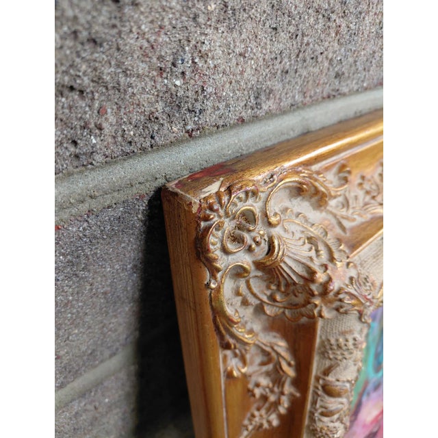 Late 20th Century Framed Signed Haibin Iris Fantasy Oil on Canvas For Sale - Image 9 of 10