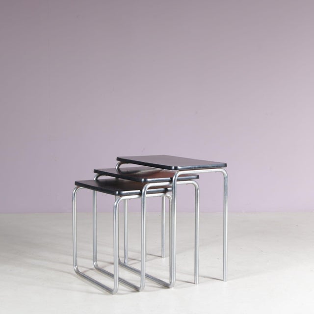 Nesting Tables by Jan Schrofer for Ahrend de Cirkel, Netherlands, 1930s For Sale - Image 9 of 10