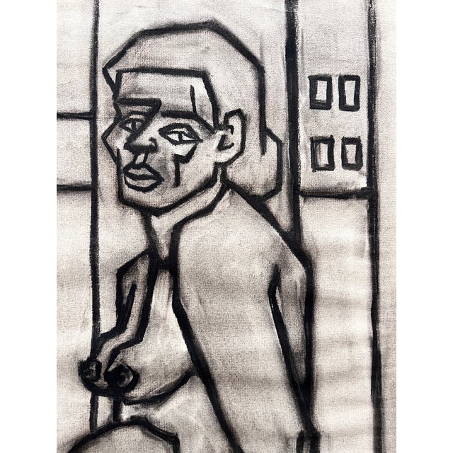 John Bowers Modernist Cubist Nude 1940s Charcoal Drawing Uc Berkeley Mfa For Sale - Image 11 of 14