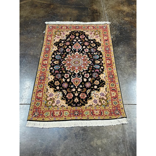 ACTUAL SIZE: 3'4" X 4'10" PRIMARY COLOR: Black / Rust AGE: New MATERIALS: Wool FOUNDATION: Cotton PRODUCTION: Handwoven,...