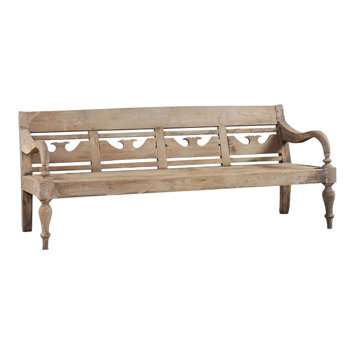 Vintage Java Teak Wood Village Bench | Chairish