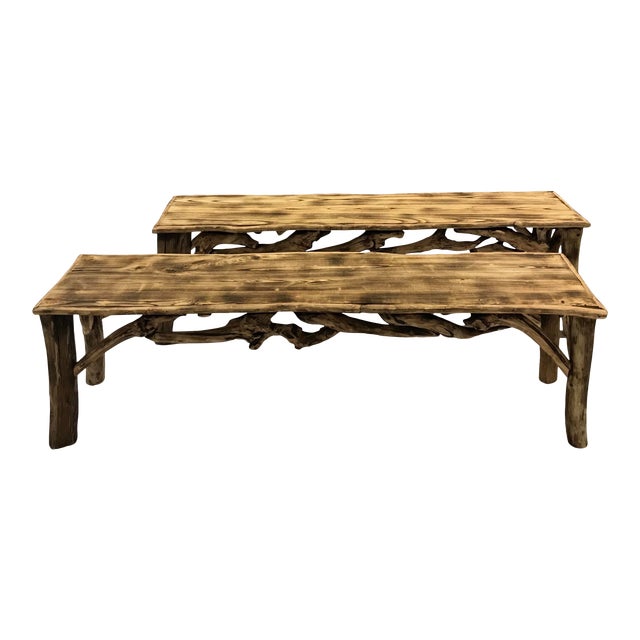 rustic hickory benches a pair chairish