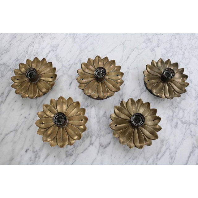 Hollywood Regency Brass Flower Wall Lamp, 1960s For Sale - Image 15 of 15