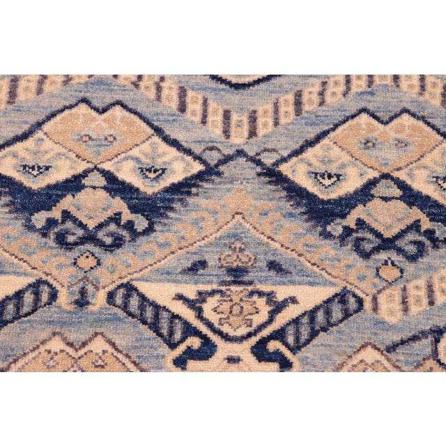 1990s 1990s Ziegler Blue Beige Hand-Knotted Wool Rug - 6'2'' X 9'5'' For Sale - Image 5 of 8