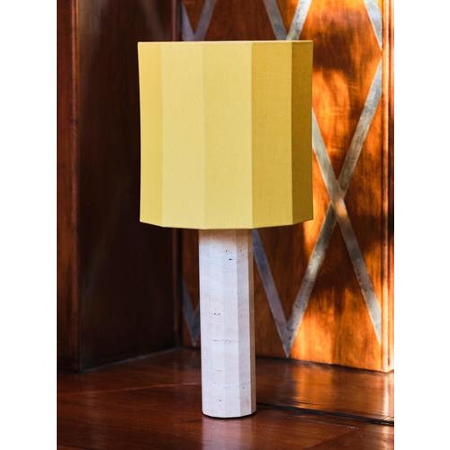 Large White Travertine Roma II Dodecagon Table Lamp by Nassi For Sale - Image 4 of 7