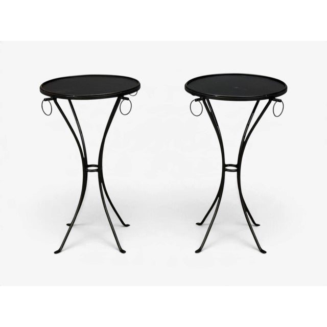 Mid-Century Modern Jean-Michel Frank Style, Side Tables or Gueridons, Painted Iron, 20th C. For Sale - Image 3 of 12