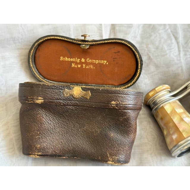 LeMaire Paris Antique Mother of Pearl French Opera Glasses in Leather Case For Sale - Image 4 of 18