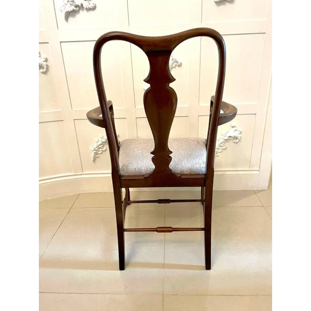 Antique Edwardian quality mahogany original decorated desk chair having a shaped top rail supported by a fantastic...