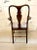 Antique Edwardian quality mahogany original decorated desk chair having a shaped top rail supported by a fantastic...