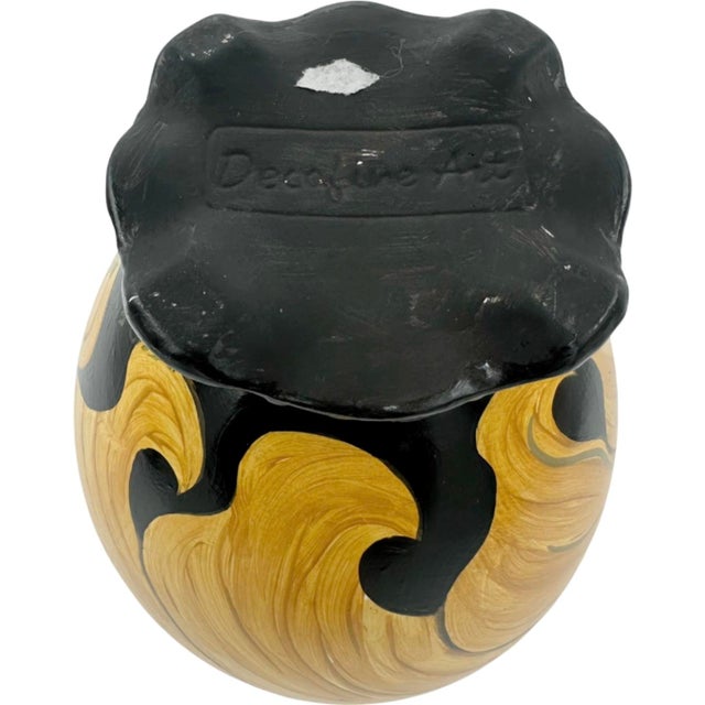 Black Deco Fine Art Hand Painted Ceramic Vase Blonde Woman Portrait Art Pottery 2014 For Sale - Image 8 of 10