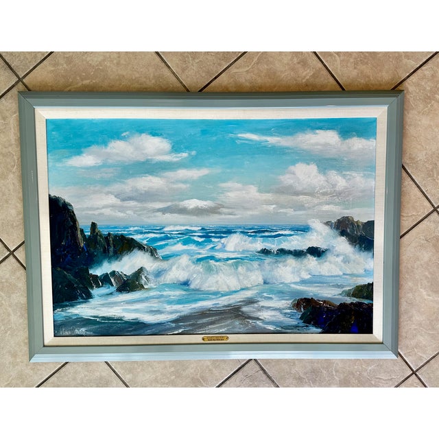 Bennett Bradbury (1914–1991) Mid-Century Oil Painting "Rough Sea From Maui" For Sale - Image 15 of 15