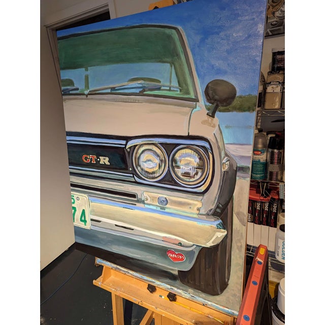 Early 21st Century Nostalgic-(Hakosuka- Nissan Skyline GT-R) by Shan Fannin | Acrylic on panel of a Nissan Skyline GT-R For Sale - Image 5 of 5