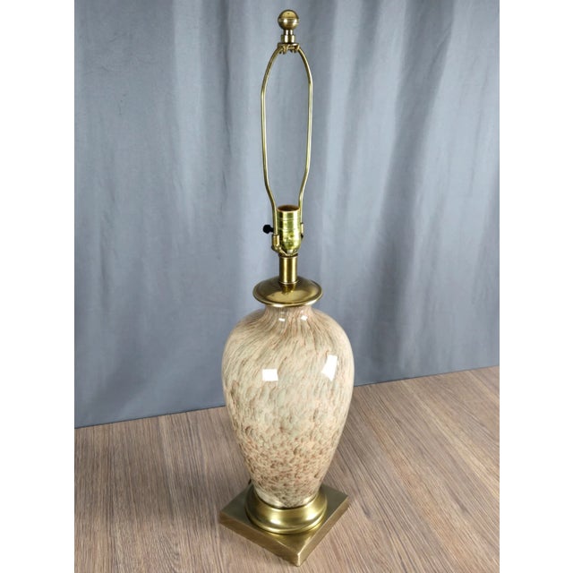 Frederick Cooper 1990s Frederick Cooper Table Lamp With Marbled Glass and Brass Ginger Jar Base For Sale - Image 4 of 10