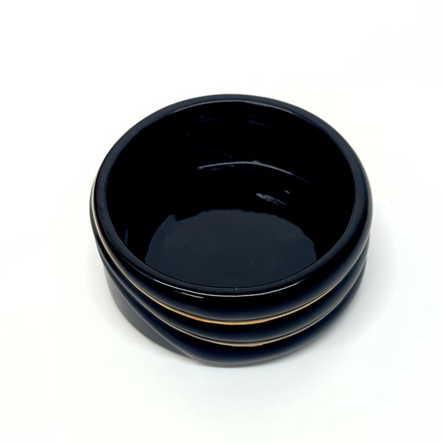 1980s Art Deco Revival Black and Gold Vessel Curation - Group of 3 For Sale - Image 10 of 12