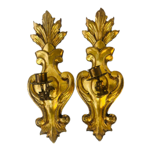 Gold Gilded Italian Wall Sconces, a Pair