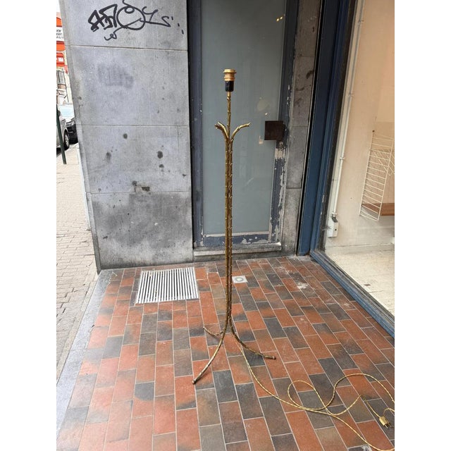 Triple Bronze Faux Bamboo Floor Lamps from Maison Bagues, 1950s For Sale - Image 9 of 13