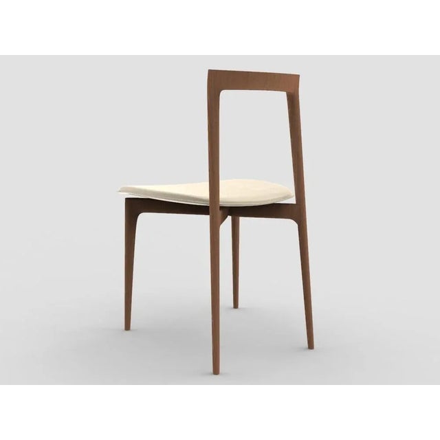 Contemporary Modern Linea 636 Grey Chair in Leather and Wood by Collector Studio For Sale - Image 3 of 5