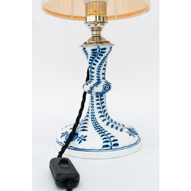 Table Lamp with Fabric Shade from Meissen Porcelain, Germany, 1950s For Sale - Image 4 of 16