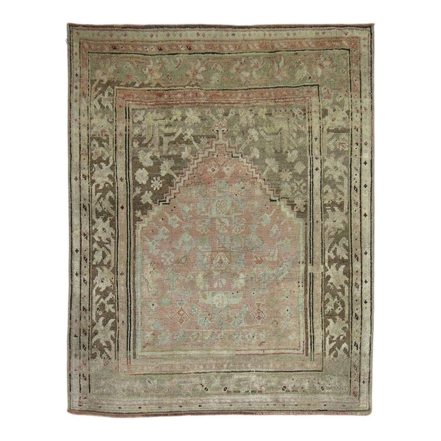 Antique Turkish Oushak Prayer Rug no. 30963 For Sale