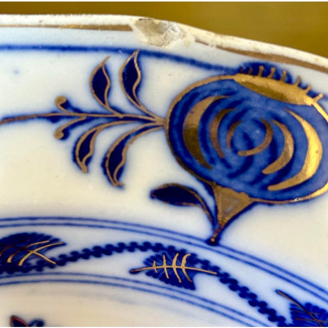 Antique Flow Blue Brown Westhead & Moore Bwm&c Blue Onion Meissen English Soup Bowls, Set of 8 For Sale - Image 11 of 12