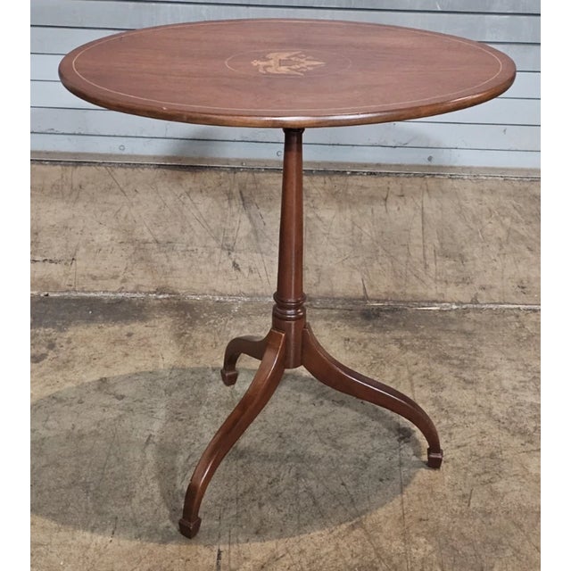 Kittinger Historic Newport Federal Style Mahogany Tilt Top Table Eagle Inlay For Sale In Cleveland - Image 6 of 12