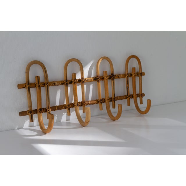 Italian Bamboo and Rattan Coat Rack, 1950s For Sale - Image 6 of 15
