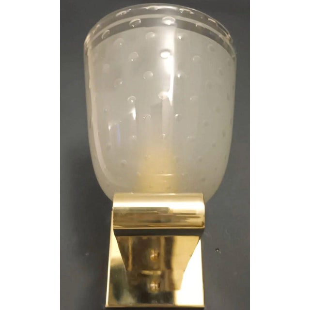 Transparent 1950s Italian Mid-Century Murano Glass & Brass Sconces. Barovier E Toso - Set of Six For Sale - Image 8 of 8