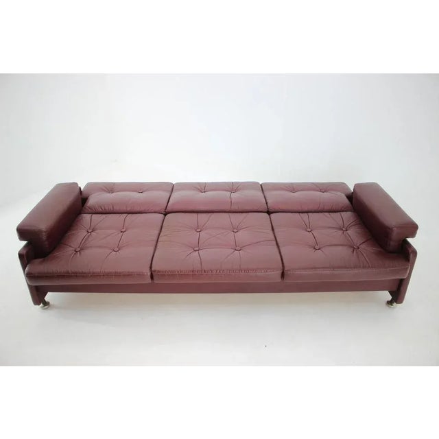 Czechoslovakian Folding Sofa in Leather by Arch. Spicka, 1970s For Sale - Image 9 of 11