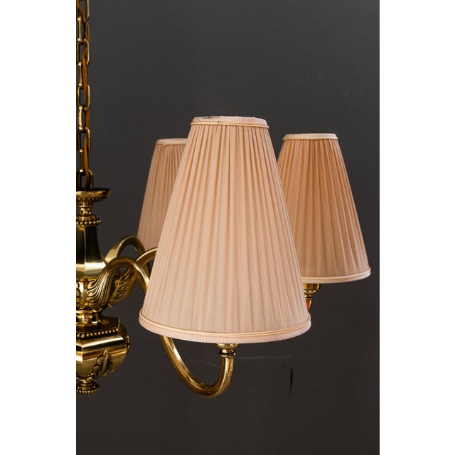 Art Deco Chandelier with Fabric Shades, Vienna, 1920s For Sale - Image 10 of 18