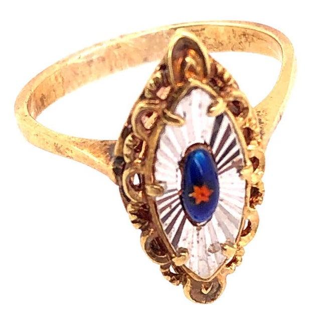 Contemporary 14 Karat Two-Tone Gold Contemporary Ring, Size 7 For Sale - Image 3 of 11