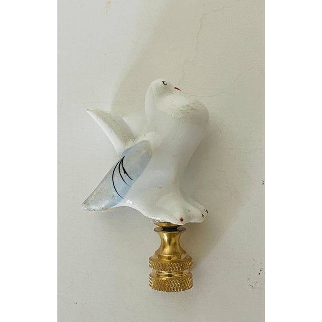 1960s 1960s White Dove Porcelain Figurine Lamp Finial For Sale - Image 5 of 5
