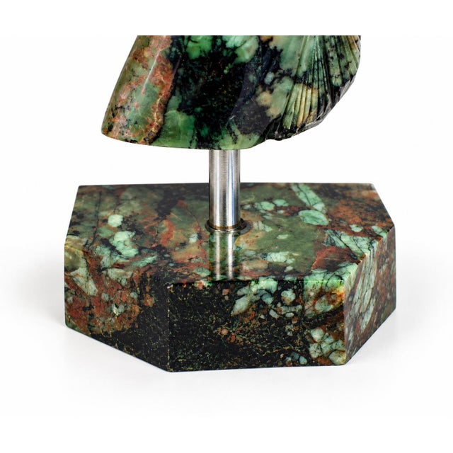 2020s Natural Emerald Gemstone Horse Bust Sculpture Hand Carved Cherry Blossom For Sale - Image 5 of 13