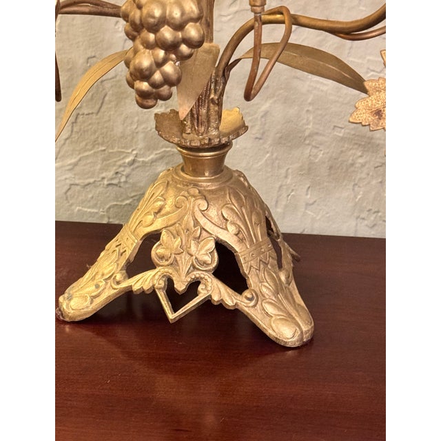 Candelabra Pair French Altar Style Gilt Metal Grape Wheat Five Light 21.25” For Sale - Image 11 of 11