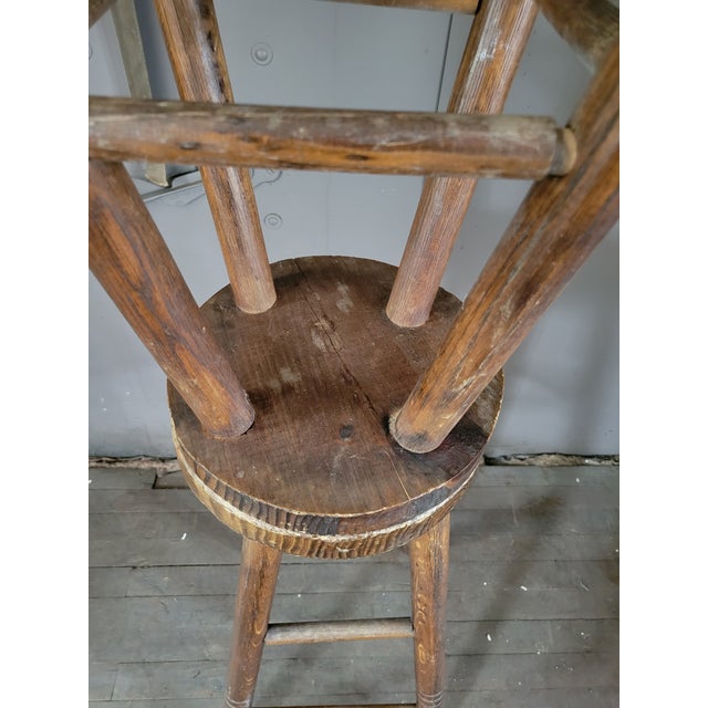 Antique Primitive Wooden Pub Stools For Sale - Image 11 of 11